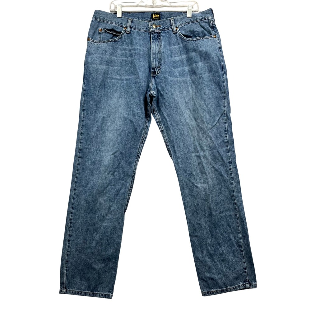 Lee Jeans Mens 38x32‎ Regular Fit Blue Denim Work Utility Rugged Americano